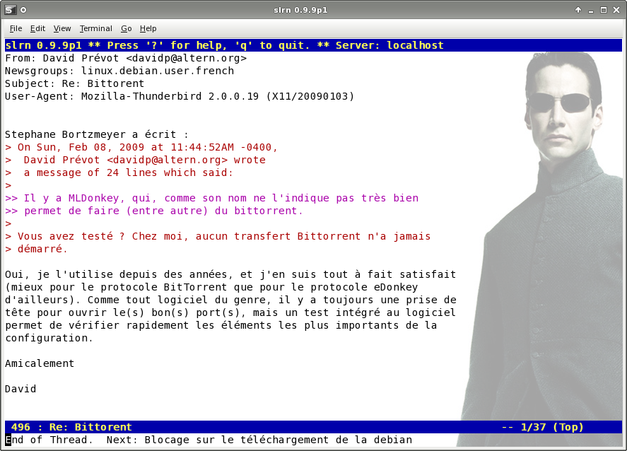 slrn: Reading french text