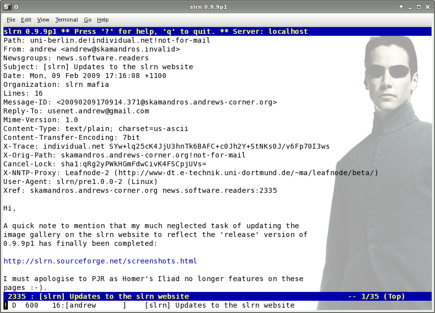 slrn: Viewing headers